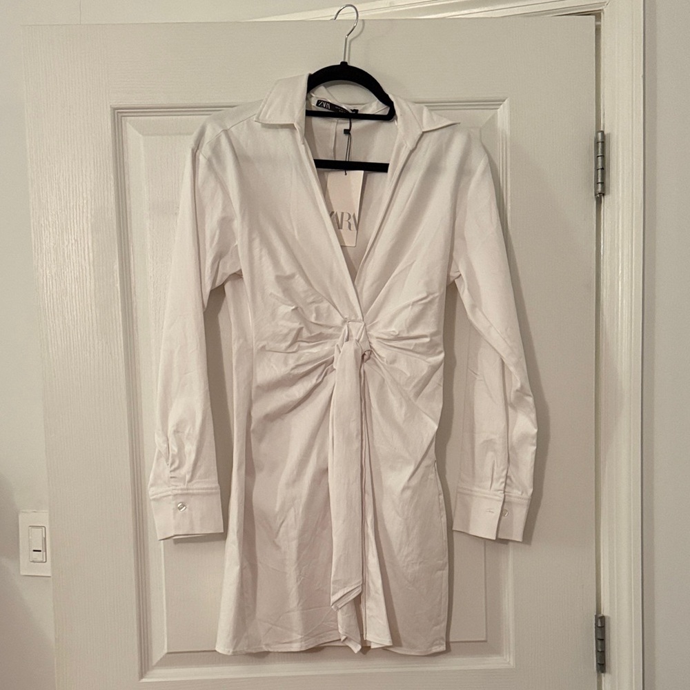 Zara White Long Sleeve Dress